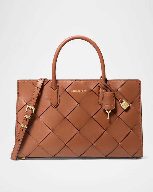 Scarlette Medium Woven Leather Satchel Bag